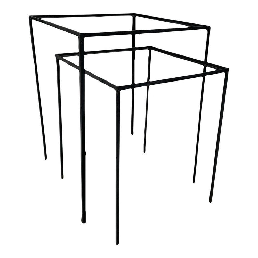 Mid Century Thin Line Black Iron Nesting Tables